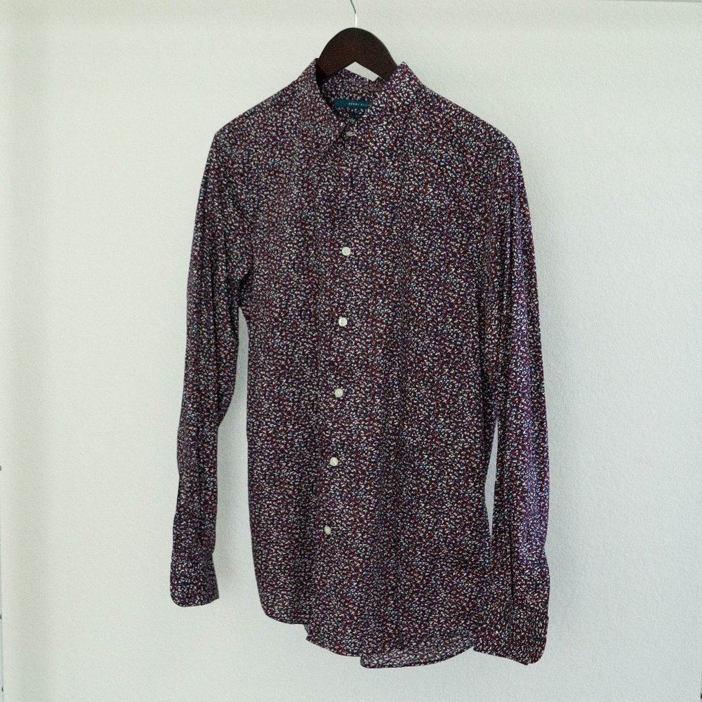 Perry Ellis Slim Fit Button Shirt Floral Pattern
